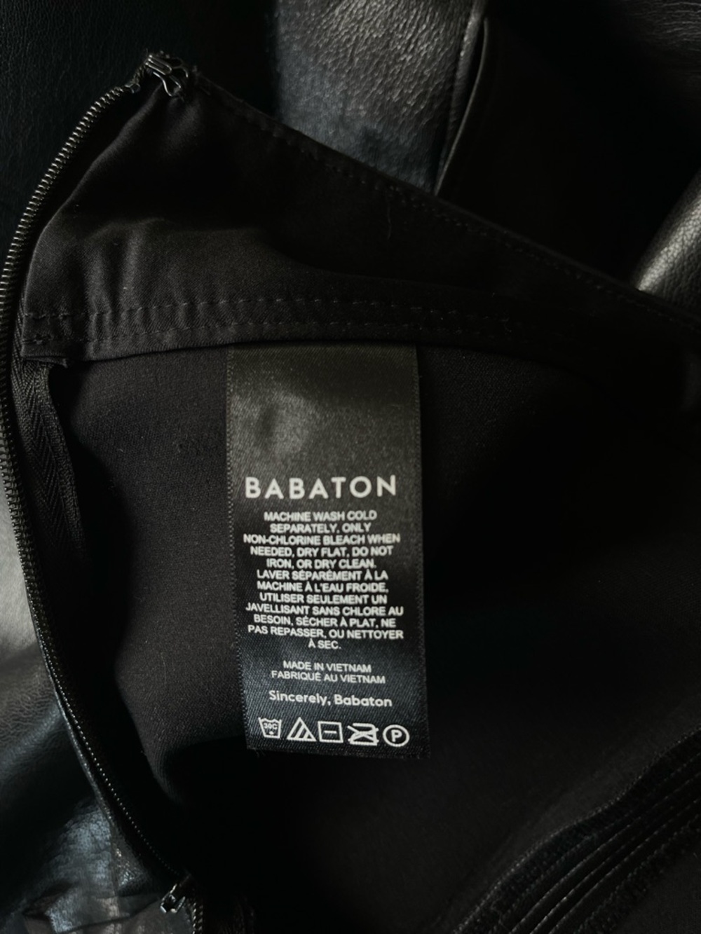 Babaton Vegan Leather Pencil Skirt Black Minimalist Slit Quiet Luxury Capsule - Picture 5 of 5